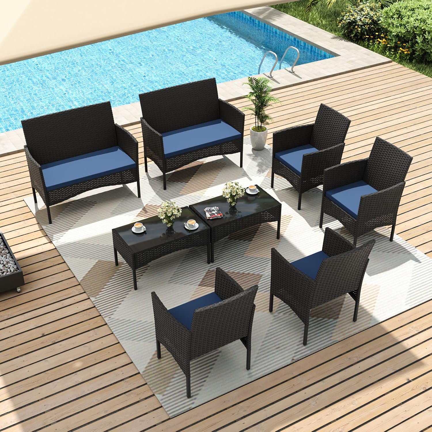 8 Pieces Patio Furniture Set,  - Outdoor Furniture Metal Chairs review and price
