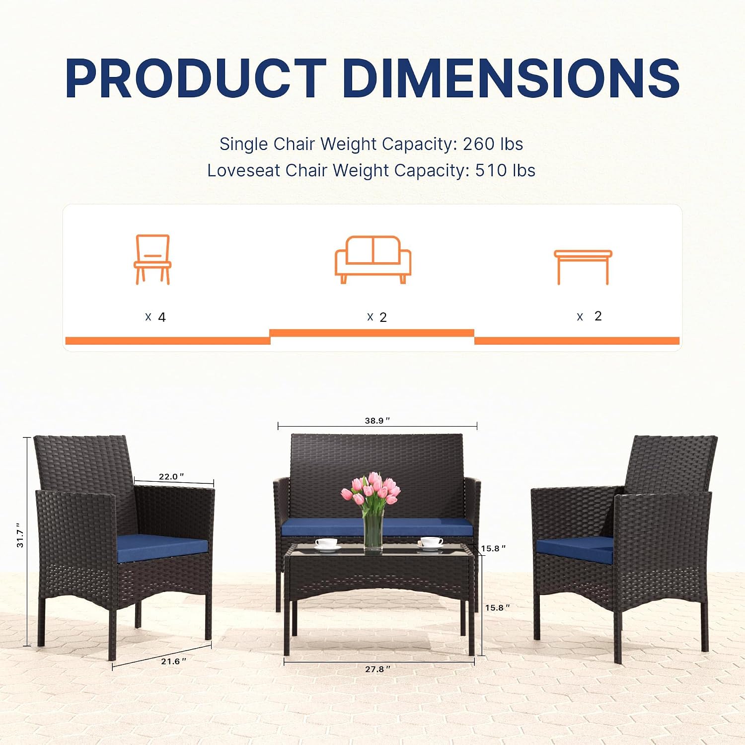 8 Pieces Patio Furniture Set,  - Outdoor Furniture Metal Chairs review and price